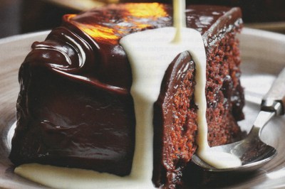 picture of Glossy chocolate cherry cake
 cake